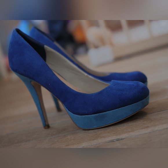Dune London Blue Suede Platform High Heels Women’s Pumps Size 8